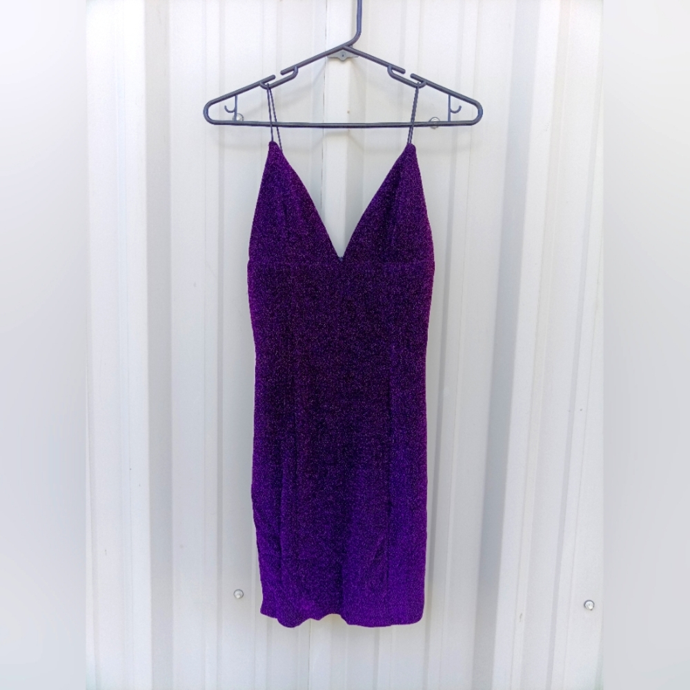 Forever 21 Spaghetti strap Violet Lame party dress